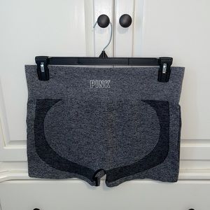 Heather gray stretchy seamless 3” high waist sport shorts—Victoria’s Secret PINK